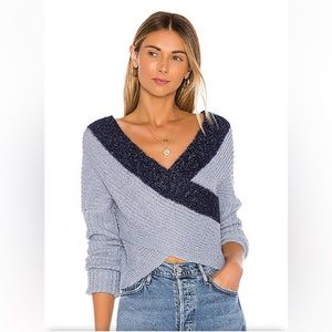 NWT  XS Lanah Wrap Sweater in Blue Multi By SuperDown